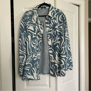 Nasty Gal Fun White Swirl Print Jean Jacket